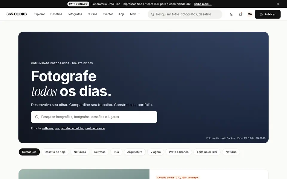 Tela do 365 Clicks
